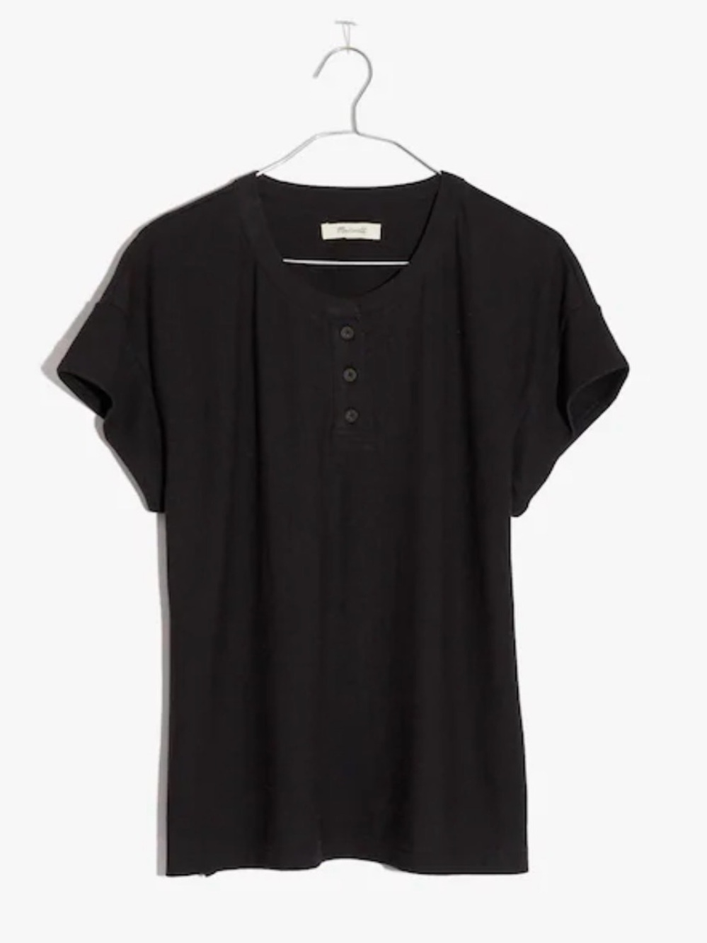 Madewell Hemp Cotton Brother Henley Tee in Black Size Small